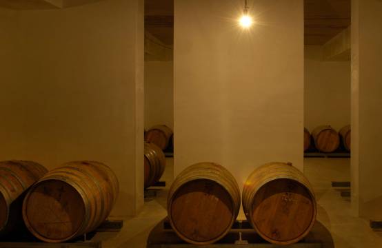 Houten vaten in de wijnkelder